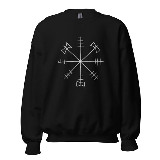 Vegvisir Runic Compass Sweatshirt – Viking Nordic Rune Crewneck | Norse Symbol Protection Jumper