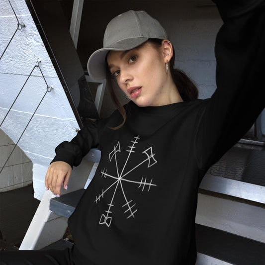 Vegvisir Runic Compass Sweatshirt – Viking Nordic Rune Crewneck | Norse Symbol Protection Jumper