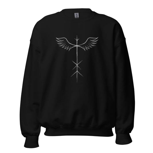 Runic Wing Sweatshirt – Viking Norse Rune Crewneck | Gothic Nordic Symbol Jumper